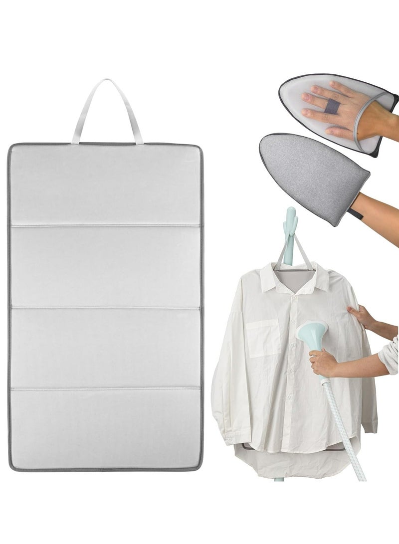 Joyelink Steamer Board for Clothes with Ironing Glove,Stand for Steaming Clothes,Steamer Pad,Hanging Ironing Board,Steamer for Clothes,Hanging Steam Iron Pad (Four-fold ironing board) - Image 1
