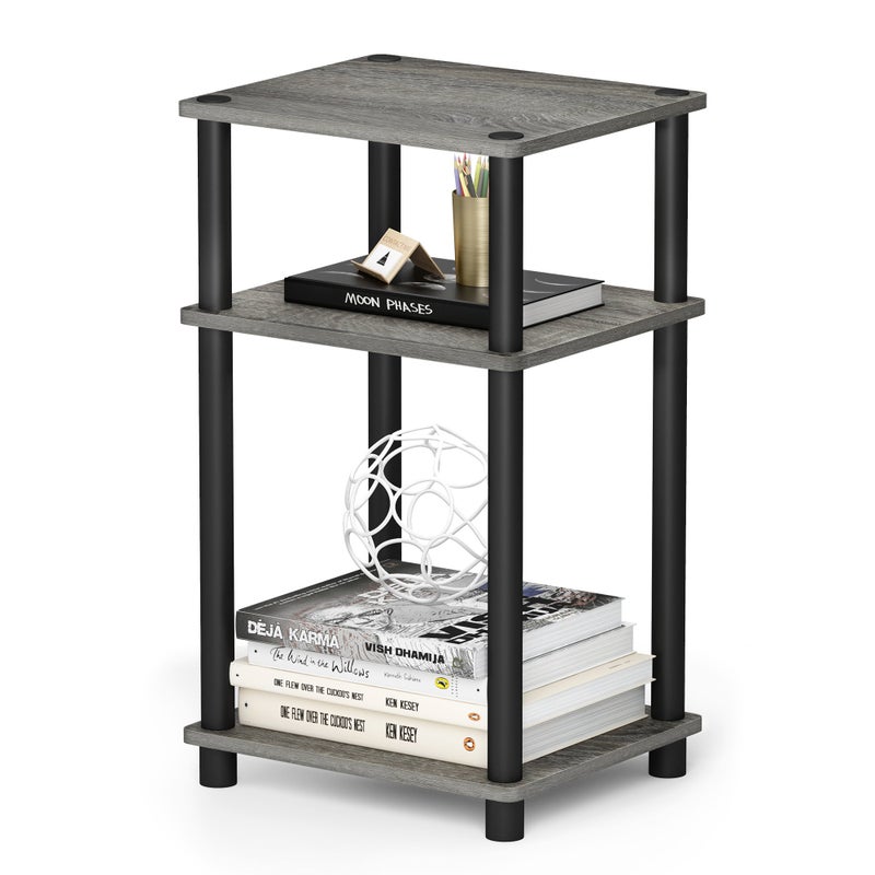 Furinno JUST Side Table, 3-Tier End Table, Open Shelves Night Stand, Bedside Table, Toolless Assembly, for Living Room, Bedroom, Bathroom, French Oak - Image 1