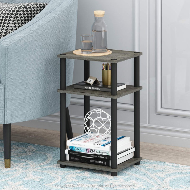 Furinno JUST Side Table, 3-Tier End Table, Open Shelves Night Stand, Bedside Table, Toolless Assembly, for Living Room, Bedroom, Bathroom, French Oak - Image 2
