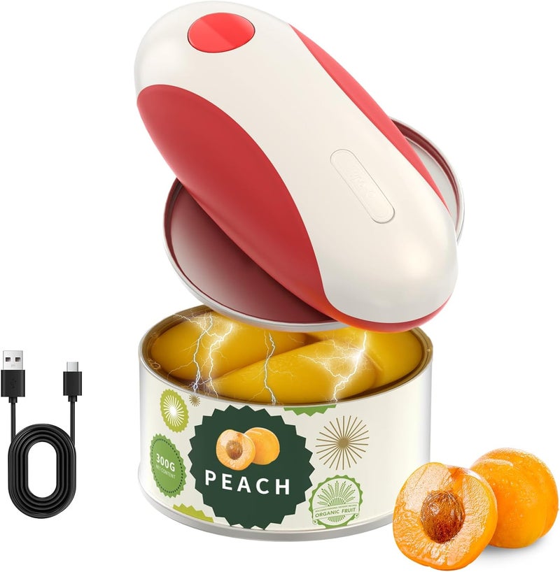 CircleJoy Rechargeable Electric Can Opener, One-Touch Automatic Can Opening with Lid Remover & Smooth Edge Cutting, Food-Safe, Easy to Use for Seniors and Arthritis, Red - Image 1