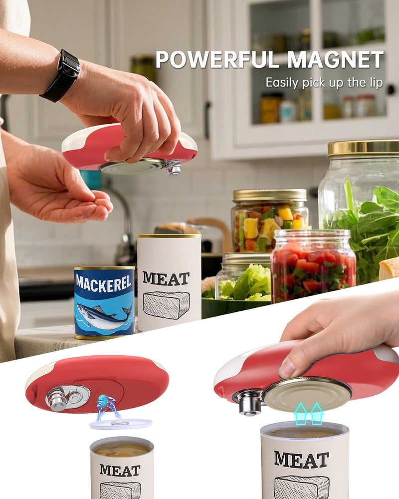 CircleJoy Rechargeable Electric Can Opener, One-Touch Automatic Can Opening with Lid Remover & Smooth Edge Cutting, Food-Safe, Easy to Use for Seniors and Arthritis, Red - Image 4