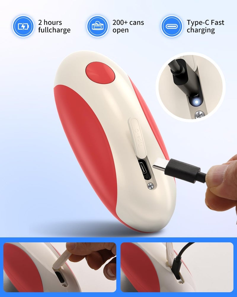 CircleJoy Rechargeable Electric Can Opener, One-Touch Automatic Can Opening with Lid Remover & Smooth Edge Cutting, Food-Safe, Easy to Use for Seniors and Arthritis, Red - Image 3