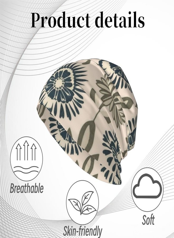 KWSAAHU Stretch Knitted Hats Suitable for All Seasons, Outdoor Sports Jogging Cycling Slouchy Beanie Hat Fashion Breathable Headwear for Unisex - Artistic Flower - Image 3