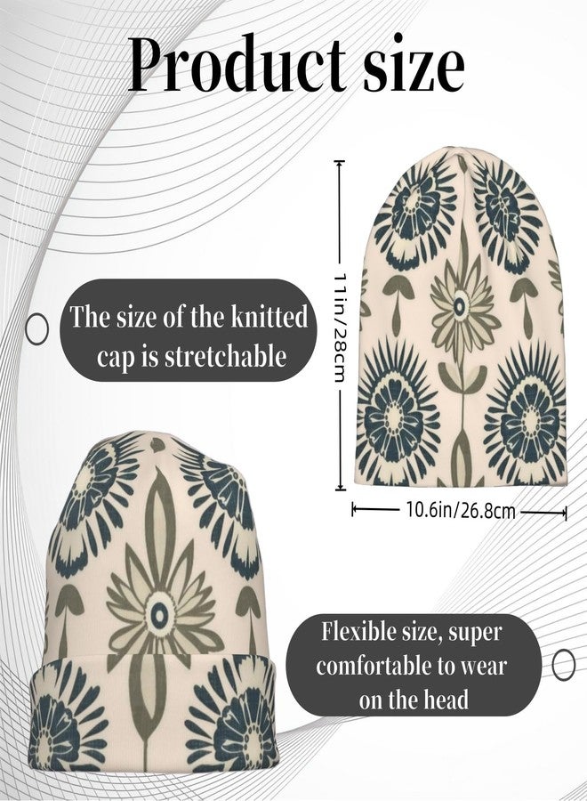 KWSAAHU Stretch Knitted Hats Suitable for All Seasons, Outdoor Sports Jogging Cycling Slouchy Beanie Hat Fashion Breathable Headwear for Unisex - Artistic Flower - Image 2
