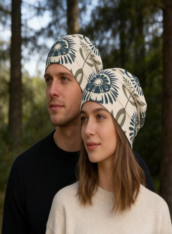 KWSAAHU Stretch Knitted Hats Suitable for All Seasons, Outdoor Sports Jogging Cycling Slouchy Beanie Hat Fashion Breathable Headwear for Unisex - Artistic Flower - Image 5