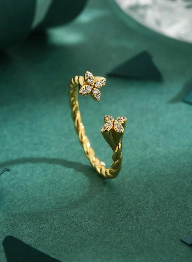 Take Two Twisted Flower Adjustable Ring