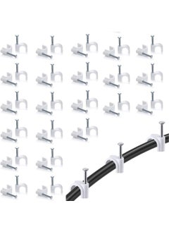SIMRON ; MAKING LIFE SMART SIMRON 200pcs Wire Fastener Circle Cable Clips with Metal Nails for Cable Management Cord Organizer Round Wire Clamps for Hanging Cables Fitting on Wall White Pack of 200 8mm200  - Image 1