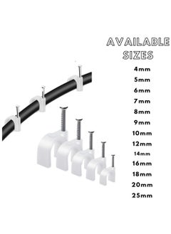 SIMRON ; MAKING LIFE SMART SIMRON 200pcs Wire Fastener Circle Cable Clips with Metal Nails for Cable Management Cord Organizer Round Wire Clamps for Hanging Cables Fitting on Wall White Pack of 200 8mm200  - Image 3