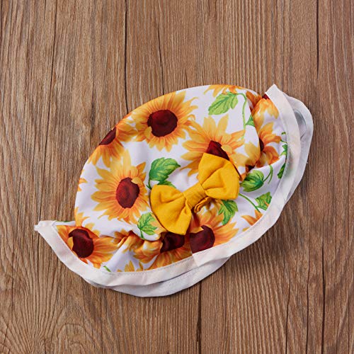Yccutest Toddler Girl Swimsuits Infant Baby Girl Bathing Suit Bikini Sets Swimwear 3 Piece Summer Beach Outfit Top Shorts Hat (A-Yellow Sunflower, 12-18 Months) - Image 5