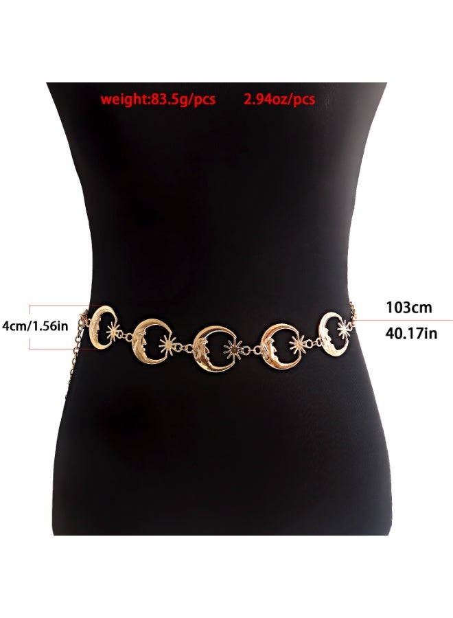 ILovhaprty Gold Metal Chain Belt for Women – Adjustable Boho Vintage Waist Chain for Dress - Image 3