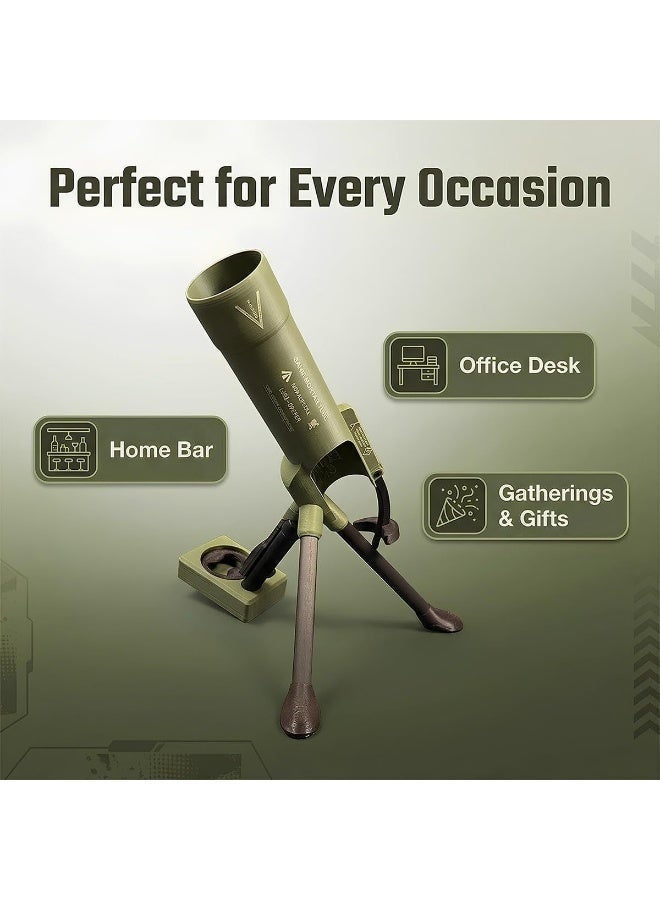 SKT Shiketro Beer Bottle Mortar Bottle Opener, 51mm Mortar Beer Bottle Opener Heavy-Duty Tactical Cap Launcher Hands-Free Push down Opener Men's Exclusive Space for Bar & Desk Decor - Image 3