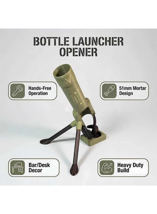 SKT Shiketro Beer Bottle Mortar Bottle Opener, 51mm Mortar Beer Bottle Opener Heavy-Duty Tactical Cap Launcher Hands-Free Push down Opener Men's Exclusive Space for Bar & Desk Decor - Image 5