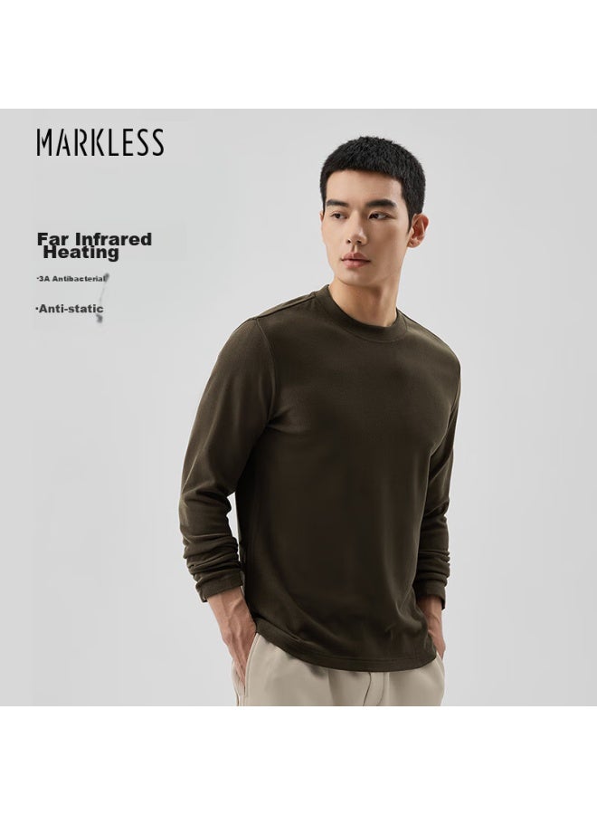 Markless Infrared Heating Thermal Long-sleeve T-shirt For Men, Autumn And Winter Round Neck Undershirt Base Layer Men's Clothing 4604 Chestnut Brown L - Image 1