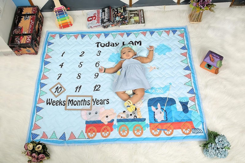 NEW COMERS Milestone Baby Blanket for All Season Multiuse Cotton Blanket Prop for SummerWinterAc Room Blankets for KidsNew Born Monthly Photoshoot Thread Count 80153 135x115x2cm 521