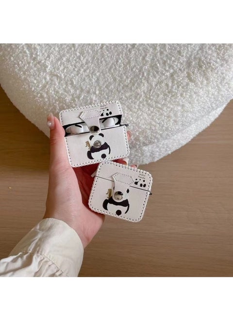Suitable For AirPods 4 Headphone Case Cartoon All-inclusive Leather Case For Apple1/2 Generation Pro2 Bluetooth Protective Case One-piece Case-Color:One-piece Leather Case-panda-Model:Airpods 1/2 Generation (protective Sleeve)