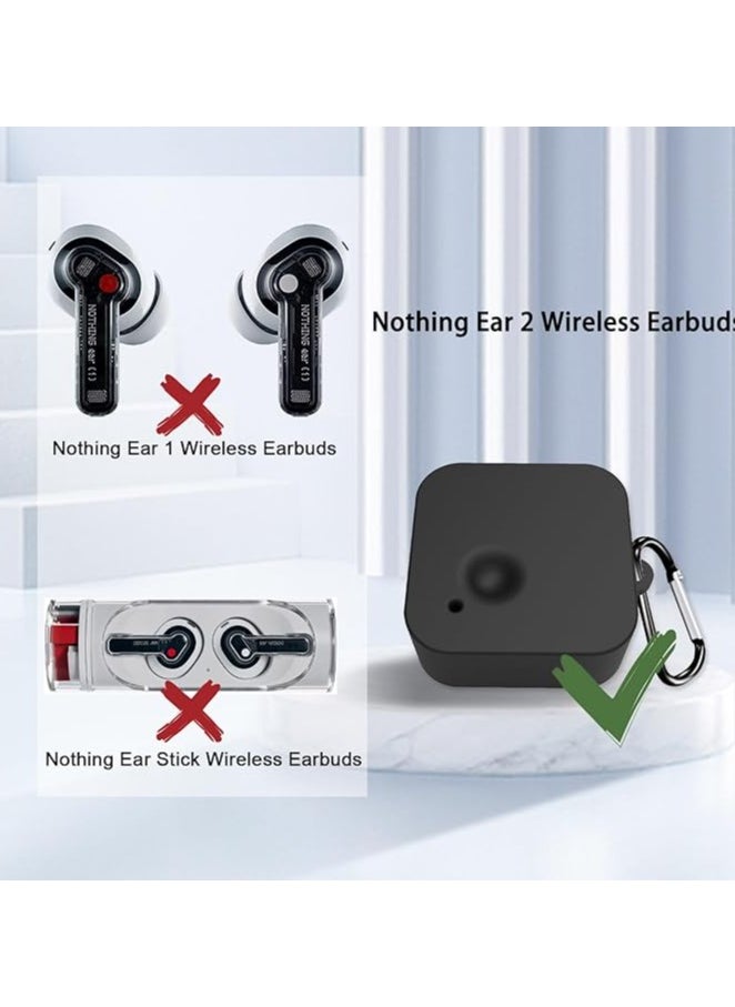 Generic - Compatible for Nothing Ear 2 Case Cover, [Charging Port Design]Silicone Protective Cover Case for Nothing Ear 2 Protector Case (Black) - Image 1