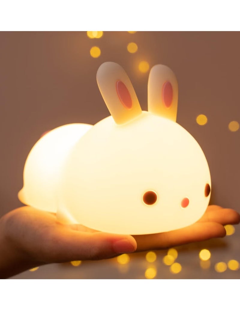 JAJEEK Cute Night Light for Kids – USB Rechargeable 7 Color Changing Bunny Light, Touch Activated Silicone LED Night Lamp for Nursery & Baby Room, Perfect Gift for Girls & Newborns - Image 1