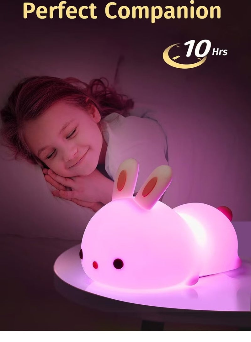 JAJEEK Cute Night Light for Kids – USB Rechargeable 7 Color Changing Bunny Light, Touch Activated Silicone LED Night Lamp for Nursery & Baby Room, Perfect Gift for Girls & Newborns - Image 3