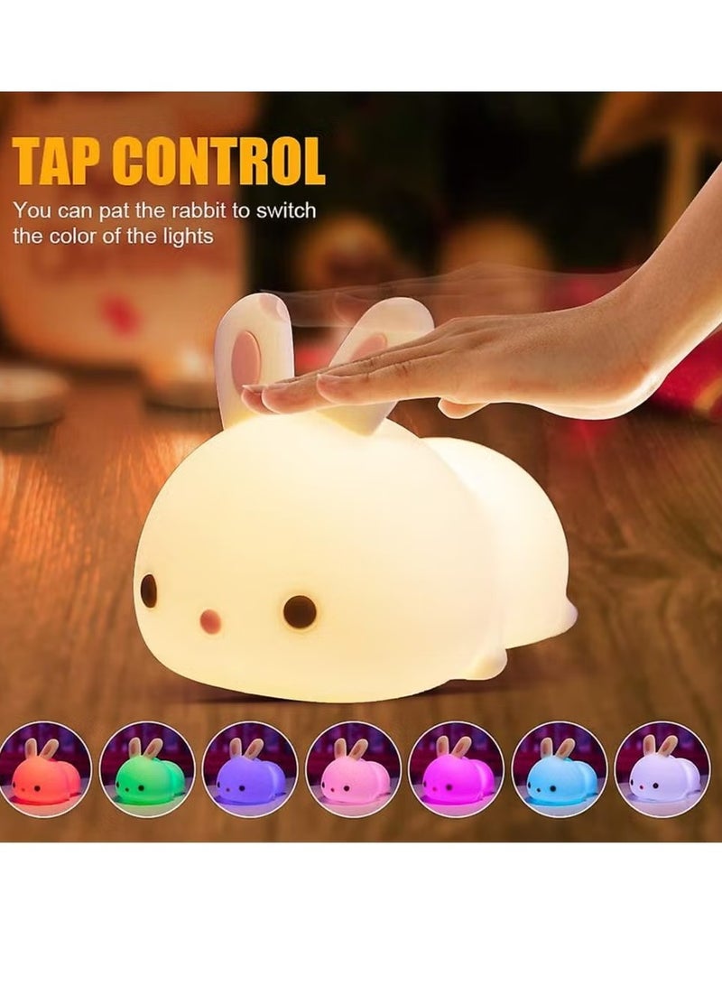 JAJEEK Cute Night Light for Kids – USB Rechargeable 7 Color Changing Bunny Light, Touch Activated Silicone LED Night Lamp for Nursery & Baby Room, Perfect Gift for Girls & Newborns - Image 4