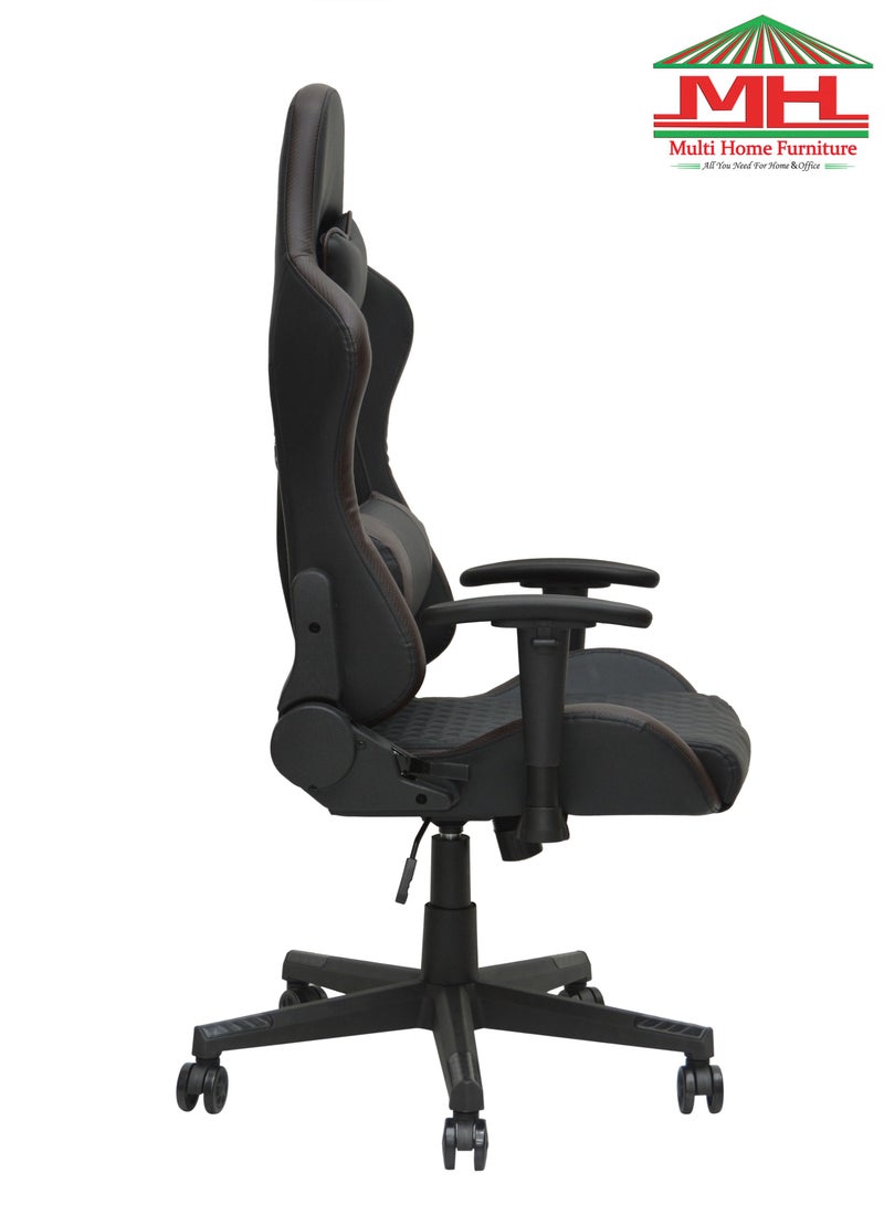 Multi Home Furniture Gaming Chair, Ergonomic Office Chair, Adjustable Swivel Leather Desk Chair, Reclining High Back Computer Chair with Lumbar Support and Headrest, Racing Style Video Gamer Chair 8884-BROWN/BLACK  - Image 2