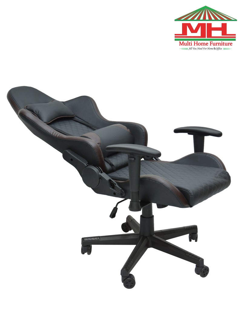 Multi Home Furniture Gaming Chair, Ergonomic Office Chair, Adjustable Swivel Leather Desk Chair, Reclining High Back Computer Chair with Lumbar Support and Headrest, Racing Style Video Gamer Chair 8884-BROWN/BLACK  - Image 4