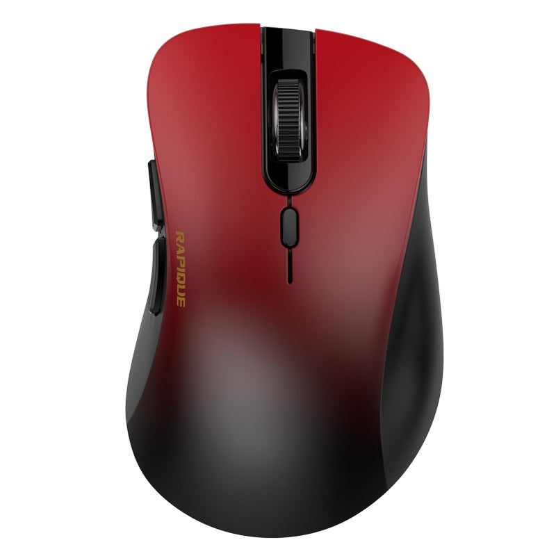 RAPIQUE Bluetooth Wireless Mouse - Dual Bluetooth & 2.4 GHz USB Receiver, Comfortable Grip, Quiet Clicks, Low Power - Multi-Device Compatibility for Laptop, Computer, iPad, MacBook (Gradient Red) - Image 1