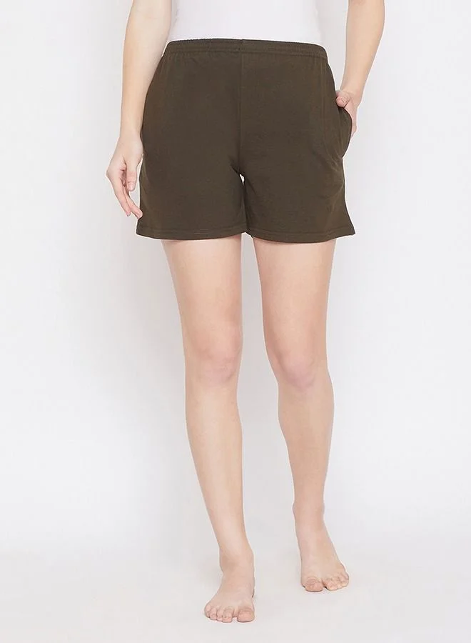 كلوفيا Clovia Boxer Shorts in Olive Green- Cotton Rich