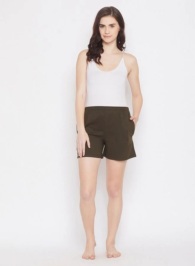 كلوفيا Clovia Boxer Shorts in Olive Green- Cotton Rich