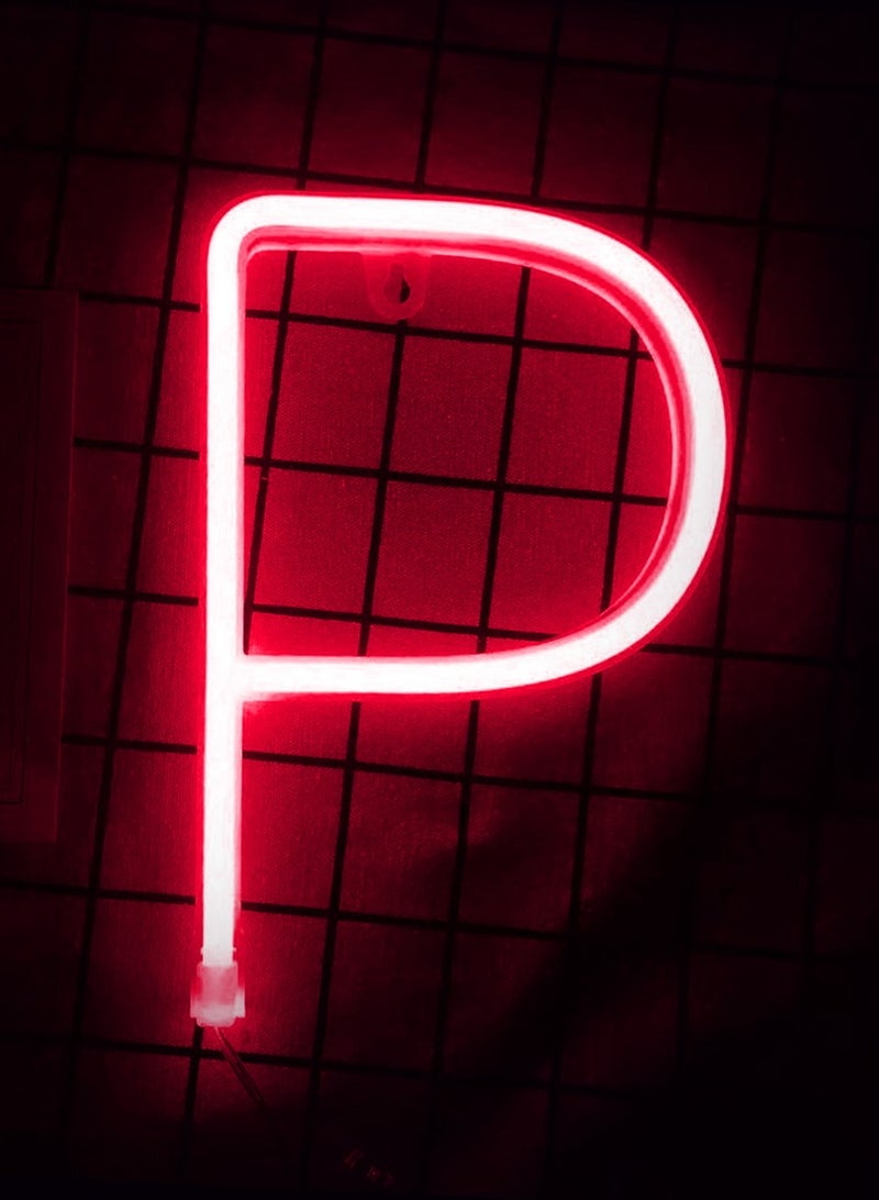 سلة حرف بإضاءة النيون باللون الأحمر الدافىء – P - Image 1