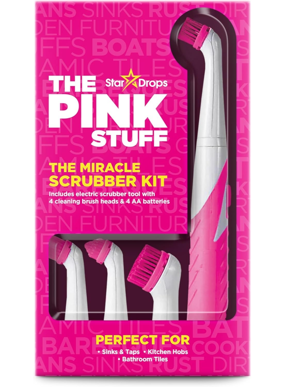 The Pink Stuff - Stardrops - The Miracle Scrubber Kit - 4 Cleaning Brush Heads