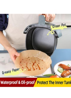 Yuwell 100 Pcs Air Fryer Paper Liners Parchment Paper, Air Fryer Disposable Paper Liner For Microwave, Oven, Roasting Non-Stick Air Fryer Liners 200X45MM  - Image 2