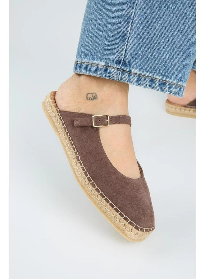 Silvia Women's Real Leather Single-strap Coffee Slipper.