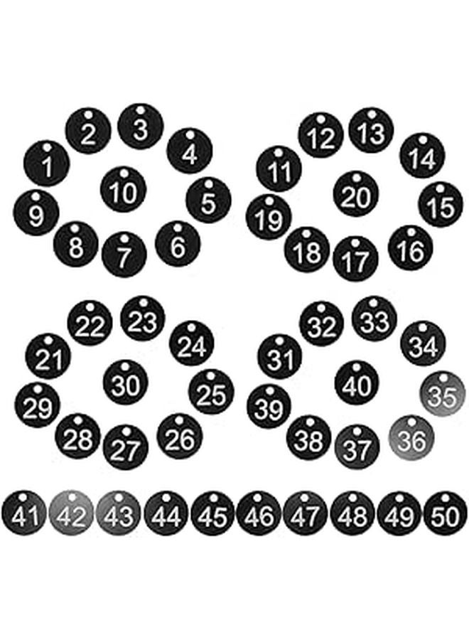 Black Plastic Key Tag Labels Numbered 1 50 Waterproof Identification Markers for Organization - Image 1