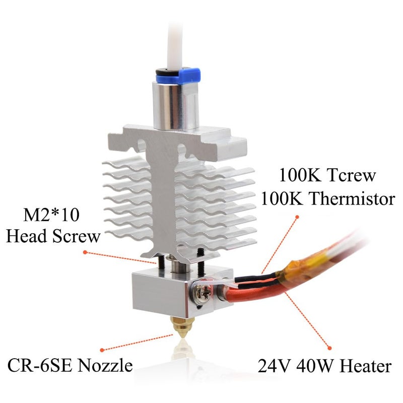 Ender 3 V2 Neo Extruder Hotend Kit Style A With 0 4mm Nozzle Bimetal Pipes And Wires - Image 3