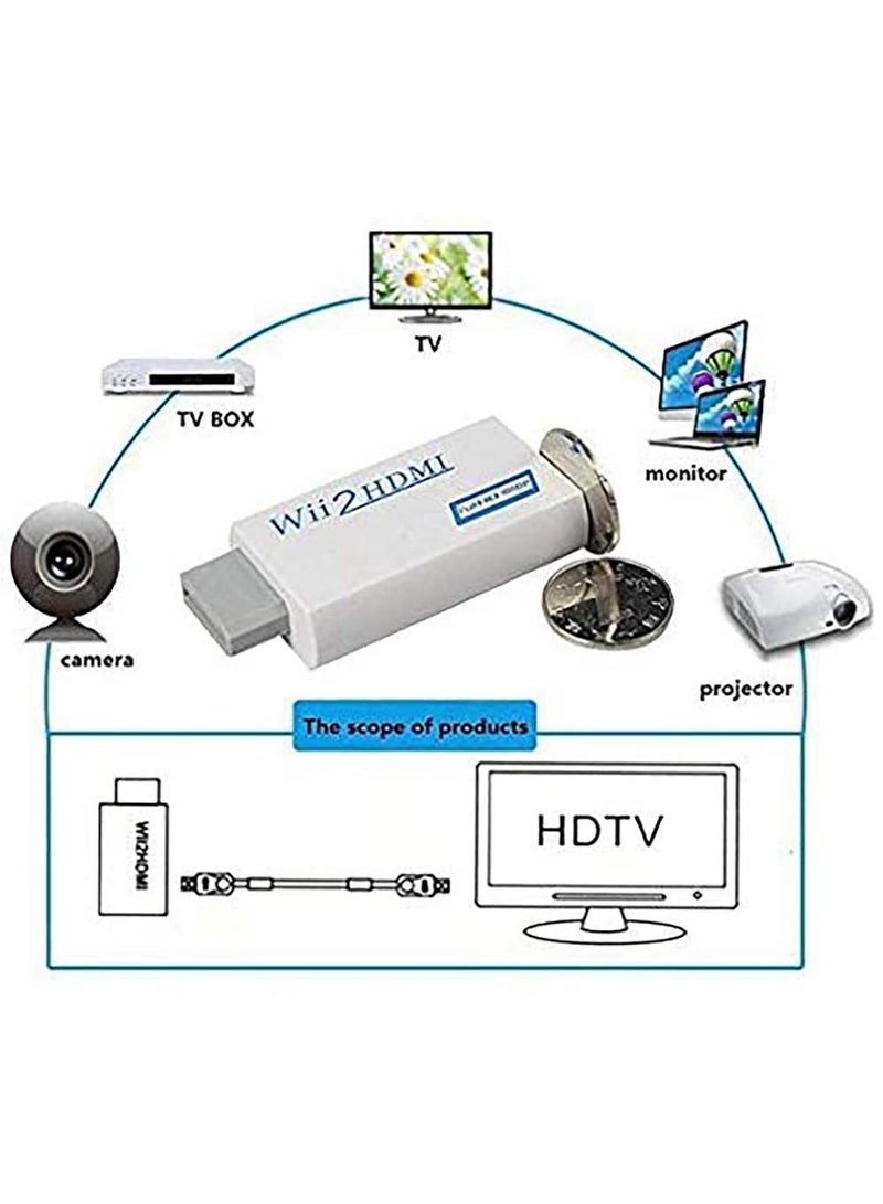 Sweet seven محول وي إلى HDMI - قم بترقية تجربة الألعاب الخاصة بك مع إخراج 720P/1080P HD، دعم صوت فيديو 3.5mm - متوافق مع أوضاع عرض وي - لملحقات ألعاب نينتندو وي - Image 4