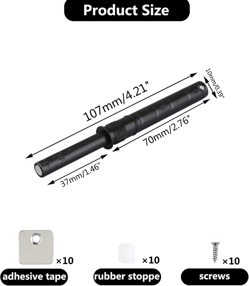 bjsdkff 10 Pcs Magnetic Push Latches for Cabinet Push to Open Door Latch Soft Quiet Close Closers Push to Open Cabinet Door Latch for Closure Cabinet Drawer Wardrobe Kitchen Door (Large) - Image 2