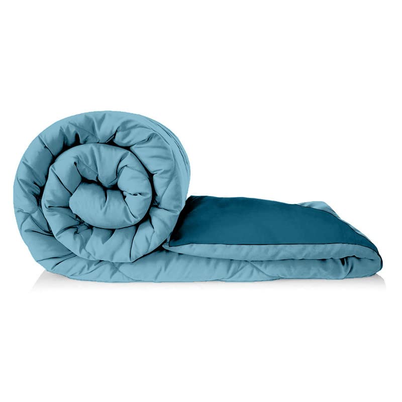 TUNDWAL'S TUNDWALS Microfiber Reversible Solid Extra Comfort Soft ComforterBlanket Double Bed 210 GSM Quilt Sea Green Sky Blue1 Piece  - Image 4