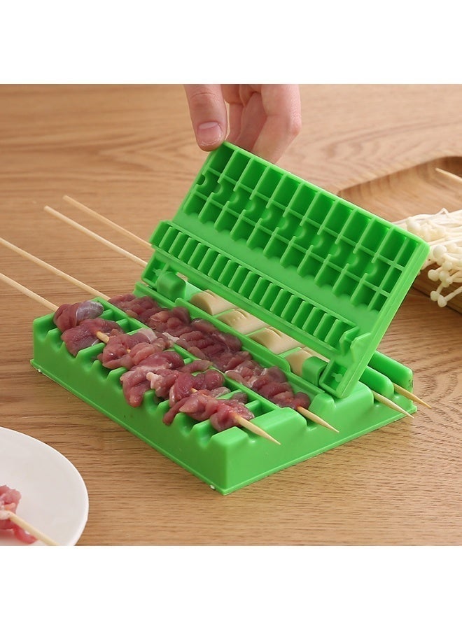 2PCS Manual Barbecue Skewer Tool, Portable Meat Skewering Device for Lamb, Chicken and Beef, Quick and Easy Skewer Maker for Home and Commercial Use, BBQ Grill Gadget - Image 2