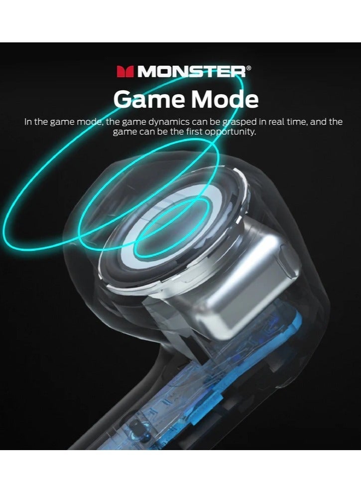 MONSTER AIRMARS GT06 True Wireless Earbuds, Bluetooth 5.1, 13mm Dynamic Drivers, 65ms Low Latency Game Mode, IPX5 Waterproof, Type-C Fast Charging, 25H Playtime - Image 5