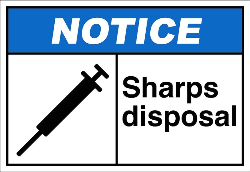 JHall Graphics Sharps Disposal Notice OSHA/ANSI Label Decal Sticker 8" - Image 2