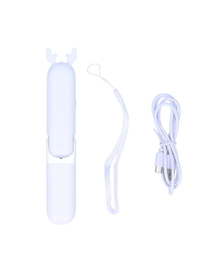 Thoraya - Handheld Fan Chargeable Portable Foldable Mini Cooling Device with Emergency FlashlightWhite - Image 1