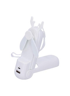 Thoraya Handheld Fan Chargeable Portable Foldable Mini Cooling Device with Emergency FlashlightWhite  - Image 1