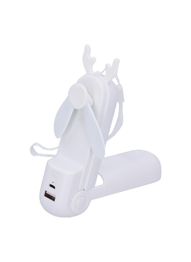 Thoraya - Handheld Fan Chargeable Portable Foldable Mini Cooling Device with Emergency FlashlightWhite - Image 1