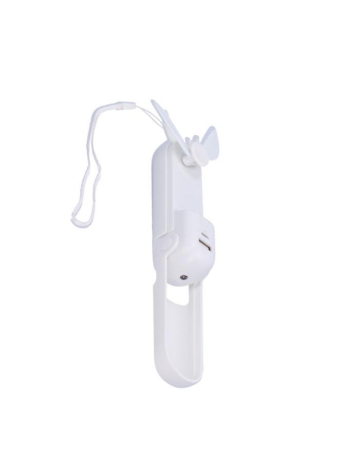 Thoraya - Handheld Fan Chargeable Portable Foldable Mini Cooling Device with Emergency FlashlightWhite - Image 1