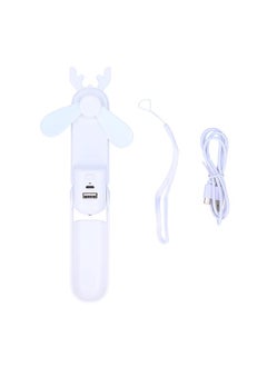 Thoraya Handheld Fan Chargeable Portable Foldable Mini Cooling Device with Emergency FlashlightWhite  - Image 2