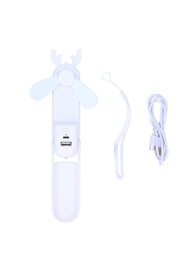 Thoraya - Handheld Fan Chargeable Portable Foldable Mini Cooling Device with Emergency FlashlightWhite - Image 1