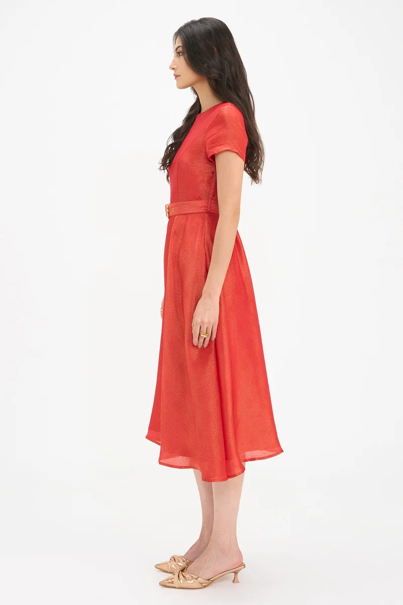 Virgio  Self Design Viscose Short Sleeve Mini Dress for Women for Women | Best Price UAE