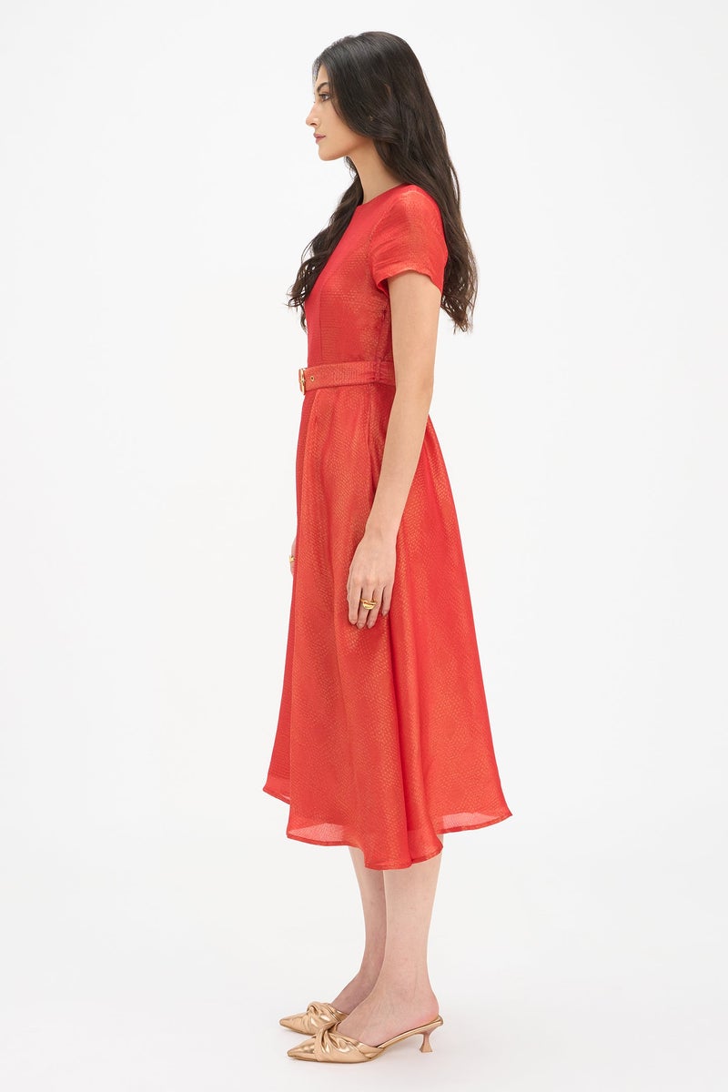 Virgio Self Design Viscose Short Sleeve Mini Dress for Women - Image 3