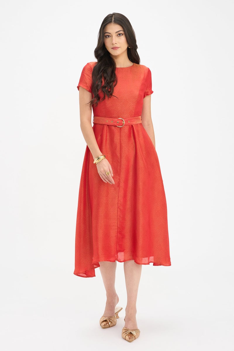 Virgio Self Design Viscose Short Sleeve Mini Dress for Women - Image 2