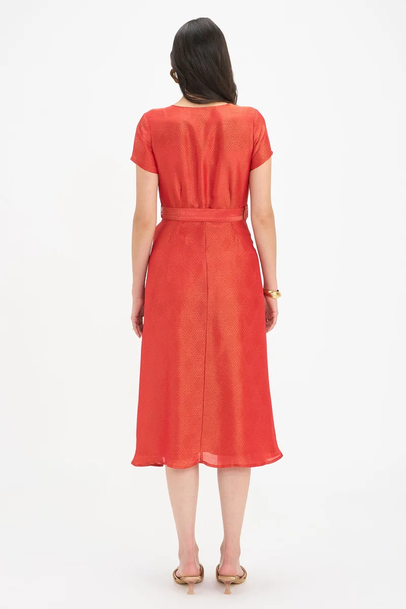 Virgio  Self Design Viscose Short Sleeve Mini Dress for Women for Women | Best Price UAE